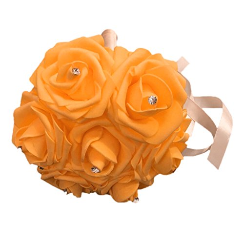 Sxmrmnx Braut Blumenstrauss 7 Stueck (A Bunch) Kuenstlicher Schaum Rose Kraft Blumen Blumenstrauss Hochzeit Orange von Sxmrmnx