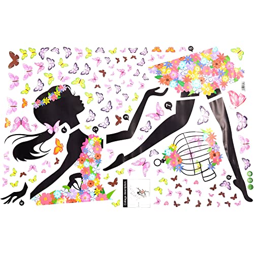 Sxmrmnx DIY Wall Stickers PVC GroßEr Wandaufkleber, Rosa MäDchen Schmetterling Schlafzimmer Wandaufkleber Wohnkultur Abnehmbare Hintergrundbild (Dancing Girl) von Sxmrmnx