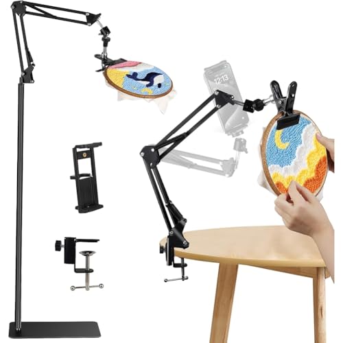 Sxmrmnx Schwarzer Verstellbarer Stickrahmenständer, 3-in-1-Bodenständer für Stickrahmen/Tablet/Telefonhalter, Stickständer, 360° Drehbar Sxmrmnx Schwarzer Verstellbarer Stickrahmenständer, 3-in-1-Bodenständer für Stickrahmen/Tablet/Telefonhalter, Stickständer, 360° Drehbar von Sxmrmnx