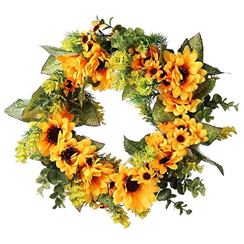 Sxmrmnx Sonnenblumenkranz - 18 - HaustüRkranz, Kranz mit Gelber Sonnenblume und GrüNen BläTtern für die HaustüR Drinnen Sxmrmnx Sonnenblumenkranz - 18 - HaustüRkranz, Kranz mit Gelber Sonnenblume und GrüNen BläTtern für die HaustüR Drinnen von Sxmrmnx