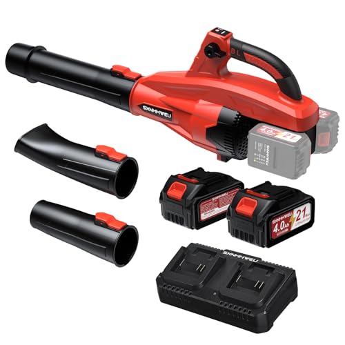 Sxnmmweu Akku-Laubbläser 354km/h - Leicht Elektrischer Laubbläser mit 2 x 4,0Ah-Akku und Ladegerät und 6+1 Geschwindigkeitsmodi - Akku-Gebläse für Rasenpflege Terrasse Garten Dach Garage Staub Schnee Sxnmmweu Akku-Laubbläser 354km/h - Leicht Elektrischer Laubbläser mit 2 x 4,0Ah-Akku und Ladegerät und 6+1 Geschwindigkeitsmodi - Akku-Gebläse für Rasenpflege Terrasse Garten Dach Garage Staub Schnee von Sxnmmweu