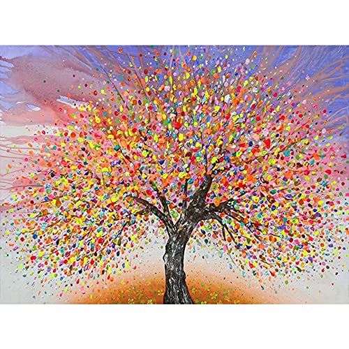 Diamond Painting Set Full Groß Bunter Baum 5D Diamant Painting Bilder Erwachsene Kinder DIY Diamant Malerei Kits Cross Stitch Stickerei Crystal Strass Craft für Home Wall Décor Round Drill 40X50cm von Sxrzl