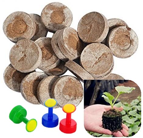 100 Stück Quelltabletten mit Nährstoffen, Quelltabletten Torf, 25mm Quelltöpfe Aussaaterde, Anzuchterde Torftablette für den Anbau von Gartenpflanzen,Keimung von Pflanzen mit 3 praktischen Düsen von Sxspace
