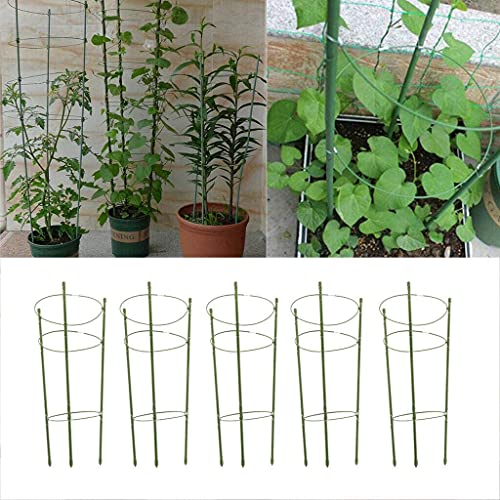 Sxspace Gartenpflanzen-Gurkenturm-Stützringe für Topfpflanzen, Kletterpflanze, Tomatengurke, Pflanzenkäfig-Spalier, robust, H: 60 cm, 5 Stück von Sxspace