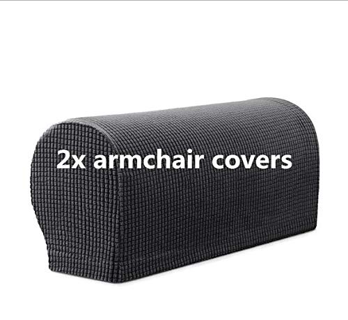 Armlehnen-Bezüge Set, 2 Stück, Stretch Sessel-Arm-Bezüge, weiche Sofa-Arm-Bezüge, rutschfeste Möbel-Schutz (Grau) von Sxspace