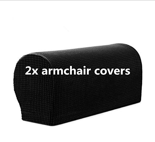 Armlehnen-Bezüge Set, 2 Stück, Stretch Sessel-Arm-Bezüge, Weiche Sofa-Arm-Schutz, Rutschfeste Möbel-Schutz (Schwarz) von Sxspace