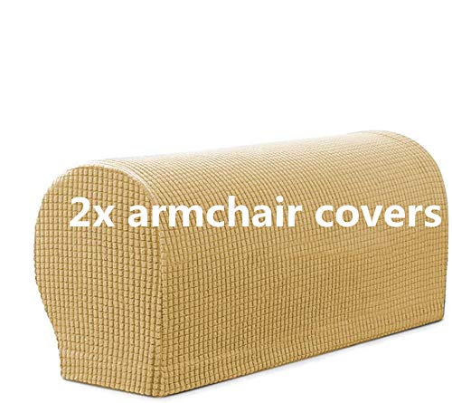 Sofa-Armlehnenschutz für Sessel, Sofas, rutschfeste Sessel, 2 Stück/Set Fleece Premium Armlehnenbezüge Dehnbar Stuhl Sofa Couch Armschutz Stretch Fit (Beige) von Sxspace