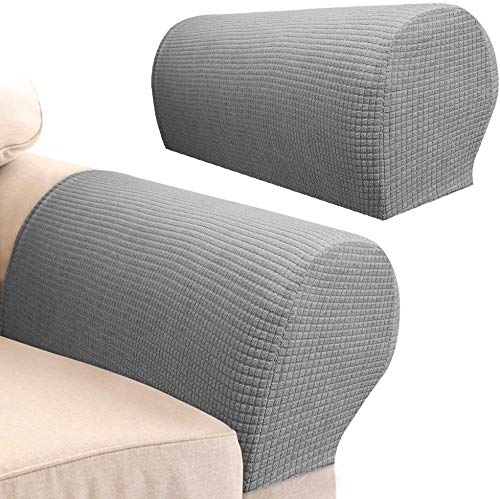 Sofa Armlehnenschutz für Sessel, Sofas, rutschfeste Sessel, 2PCS/Set Fleece Premium Armlehnenbezüge Dehnbar Stuhl Sofa Couch Armschutz Stretch Fit (Hellgrau) von Sxspace