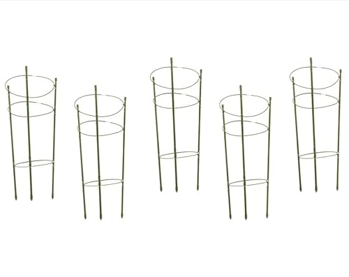 Sxspace 5er Rankhilfe Gartenpflanze Gurkenturm Stützringe für Topfpflanzen Kletterpflanze Tomaten Gurke Pflanze Käfig Spalier robust (H: 45cm), Grün von Sxspace