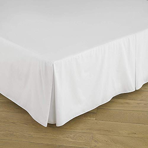 Sxspace Gefalteter Bettrock auf Plattform Easy Care-Serie Perkal-Bettlaken mit 200 Fadenzahl Leintuch mit Faltenvolant (Weiß, Super King 183cm x 200cm + 39cm Drop) von Sxspace