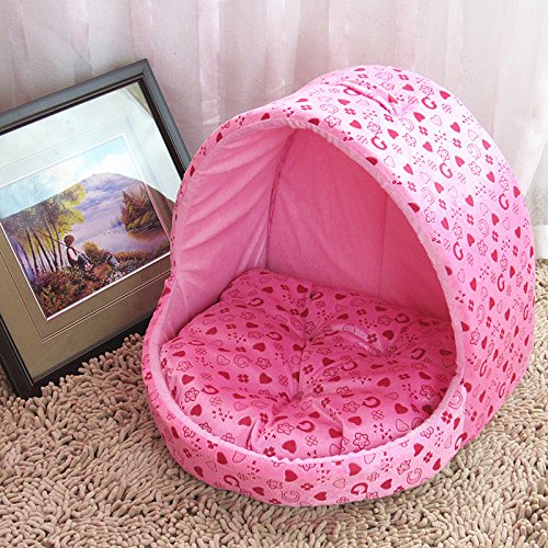 Katzenhöhle & Hundebett, Hundekörbchen | Perfekte Kuschelhöhle für Kleine Hunde & Katzen (L: 48 * 45 * 33cm, Rosa) von Sxspace