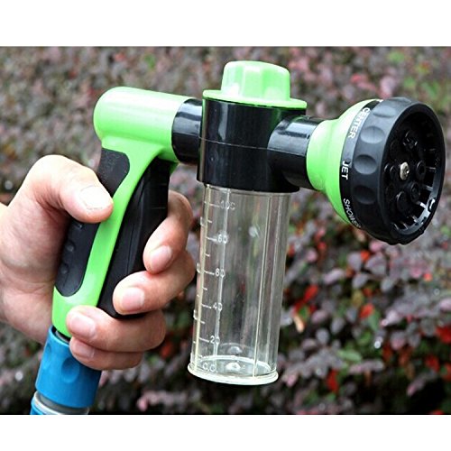 Sxspace Spritzpistole zur Befestigung am Gartenschlauch mit Sprühkopf und Vorratsbehälter für Seife/Dünger Etc. von Sxspace