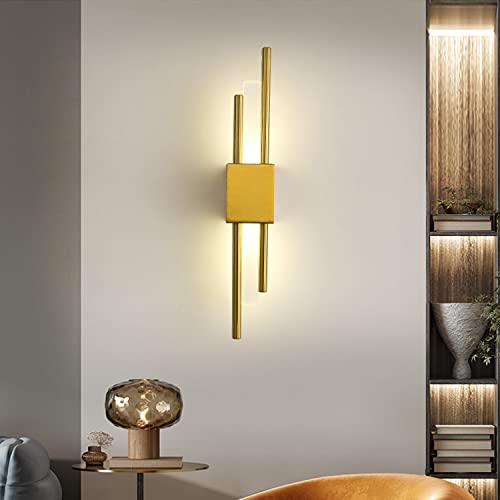 Sxtiger Moderne LED Wandleuchte Innenbeleuchtung, 50CM Gold Art Decor Wandleuchten, Acryl & Eisen Lampenkörper, Wohnzimmer Schlafzimmer Badezimmer Küche Flur Wandleuchte von Sxtiger