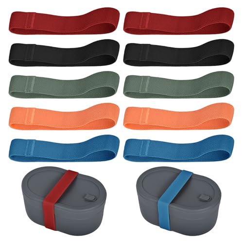 Sxutop 10 Stück Bento Box Gurt Lunchboxen Gummiband Tragbare in 5 Farben Elastische Befestigungsgurte für Lunchboxen Nylon Bento Box Band für Schule Büro Camping Outdoor Picknick Reise (25mm) von Sxutop