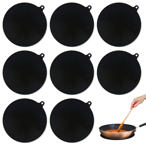 Sxutop 8 Stück Induktion Schutzmatte Rund Induktionskochfeld Schutzmatte Hitzebeständige Silikon Induktionsfeld Schutzmatte Ø 22 cm Rutschfeste Silikonmatte für Induktionsherd Wärmeisolierte (Schwarz) von Sxutop