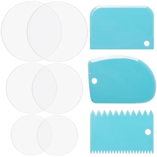 Sxutop 9 Stück Acryl Kuchenplatte Transparente Rund Cake Board Wiederverwendbar Tortenunterlage Runde Acrylplatte mit Kuchenschaber für Kuchen Gebäck Torten DIY (10cm+14.5cm+20cm) von Sxutop