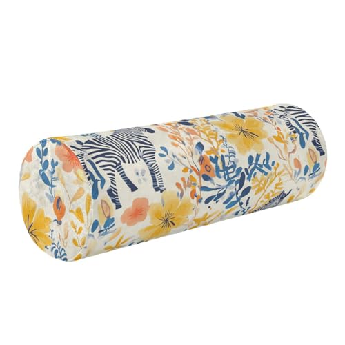 Almohada Redonda para el cuello Dekoratives Nackenrolle mit Safari-Tierblumen, Gelb von SyXIOP