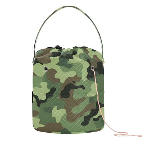 Basteltasche mit Löchern, Camouflage, Grün, Häkeltaschen-Set für Strickwerkzeug, Zubehör von SyXIOP