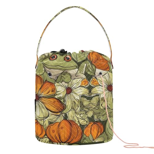 Blatt-Kürbis-Frosch, Häkelaufbewahrung, tragbare Stricknadelaufbewahrung für Strickwerkzeug, Soporte de Hilo para tejer von SyXIOP