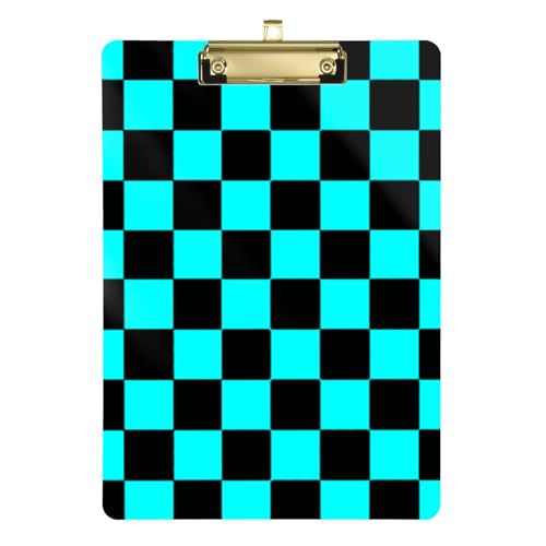 Buffalo Plaid Check Schwarz Cyan A4 Zeichnung Klemmbrett über dem Bett Klemmbrett Acryl niedlich für legale Frauen Basketball Trainer Größe 9 x 12 von SyXIOP