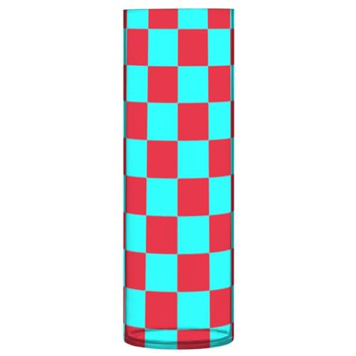 Buffalo Plaid Plaid Cyan Red Plastic Flower Vase 11.8 x 3.9 Inch decorative Tall Vases Clear Living Room Bedroom Party jarron para centros de mesa Decor von SyXIOP