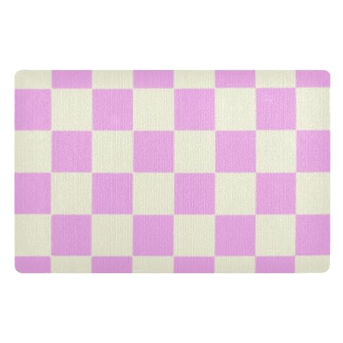 Dekorative Fußmatte für den Außenbereich, rutschfeste Gummi-Unterseite und waschbar, saugfähig, 81,3 x 50,8 cm, Küchenmatte für Treppen, Terrasse, Garage, Violett / Beige Dekorative Fußmatte für den Außenbereich, rutschfeste Gummi-Unterseite und waschbar, saugfähig, 81,3 x 50,8 cm, Küchenmatte für Treppen, Terrasse, Garage, Violett / Beige von SyXIOP