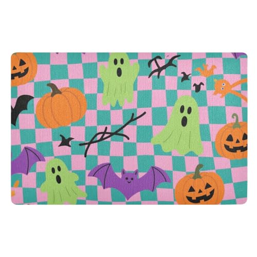 Dekorativer Halloween-Kürbis-Fledermaus-Eingang, für den Außenbereich, rutschfeste Gummi-Unterseite und waschbar, saugfähig, weich, Willkommensmatten, 81,3 x 50,8 cm, Küchenmatte für Treppen, Terrasse Dekorativer Halloween-Kürbis-Fledermaus-Eingang, für den Außenbereich, rutschfeste Gummi-Unterseite und waschbar, saugfähig, weich, Willkommensmatten, 81,3 x 50,8 cm, Küchenmatte für Treppen, Terrasse von SyXIOP