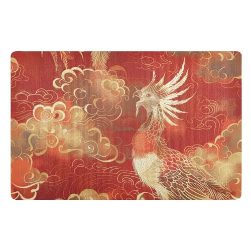 Dekorativer chinesischer Phönix, verheißungsvolle Wolken, für den Außenbereich, rutschfeste Gummi-Unterseite und waschbar, saugfähige Hunde-Fußmatte, 81,3 x 50,8 cm, Küchenmatte für Treppen, Terrasse Dekorativer chinesischer Phönix, verheißungsvolle Wolken, für den Außenbereich, rutschfeste Gummi-Unterseite und waschbar, saugfähige Hunde-Fußmatte, 81,3 x 50,8 cm, Küchenmatte für Treppen, Terrasse von SyXIOP