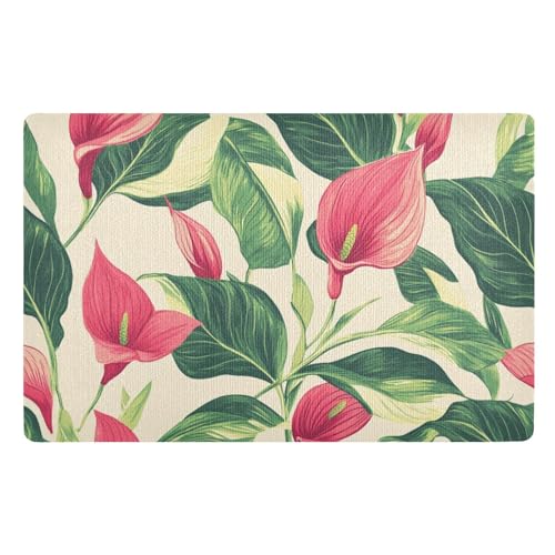 Dekorativer schicker roter Calla-Lilien-Vorleger für den Außenbereich, rutschfester Gummi und waschbar, saugfähige Innenmatte, 81,3 x 50,8 cm, Küchenteppich für Treppen, Terrasse, Garage, Waschküche Dekorativer schicker roter Calla-Lilien-Vorleger für den Außenbereich, rutschfester Gummi und waschbar, saugfähige Innenmatte, 81,3 x 50,8 cm, Küchenteppich für Treppen, Terrasse, Garage, Waschküche von SyXIOP
