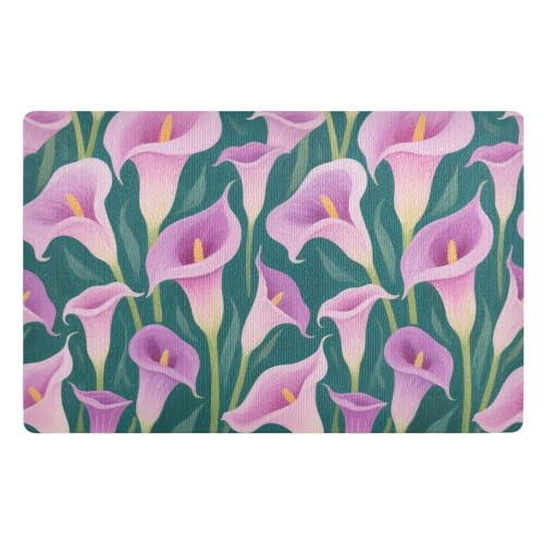 Dekorativer violetter Ölgemälde, Calla-Lilie, für den Außenbereich, Eingang, rutschfester Gummi und waschbar, Waschküchenteppich, saugfähig, 81,3 x 50,8 cm, Küchenmatte für Treppen, Terrasse, Garage Dekorativer violetter Ölgemälde, Calla-Lilie, für den Außenbereich, Eingang, rutschfester Gummi und waschbar, Waschküchenteppich, saugfähig, 81,3 x 50,8 cm, Küchenmatte für Treppen, Terrasse, Garage von SyXIOP