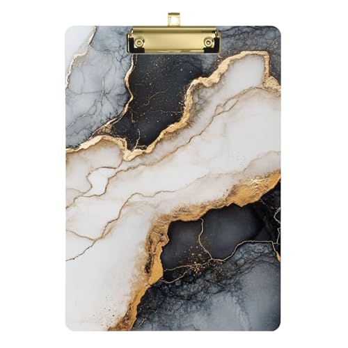 Doppel-Klemmbrett-Mappe mit Klemmbrett, A4, Schwarz und Gold, Marmor, harter Ordner mit Klemmbrett, transparent, für Fußball, Softball, Coaching, Größe 22,9 x 30,5 cm Doppel-Klemmbrett-Mappe mit Klemmbrett, A4, Schwarz und Gold, Marmor, harter Ordner mit Klemmbrett, transparent, für Fußball, Softball, Coaching, Größe 22,9 x 30,5 cm von SyXIOP