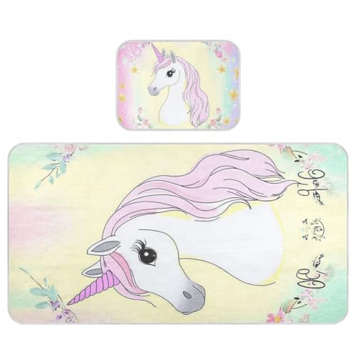 Dreamy Unicorns Magical Cooling Babybett-Matratze, 71,1 x 132,1 cm, waschbare Einlagen, waschbar für Babys und Kleinkinder von SyXIOP
