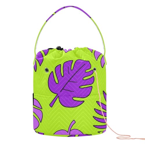 Fluoreszierendes grünes Blatt-Violett, modische Garn-Aufbewahrungstasche, tragbare Tragetasche, Garn zum Stricken, Bolso Para, Häkeln von SyXIOP