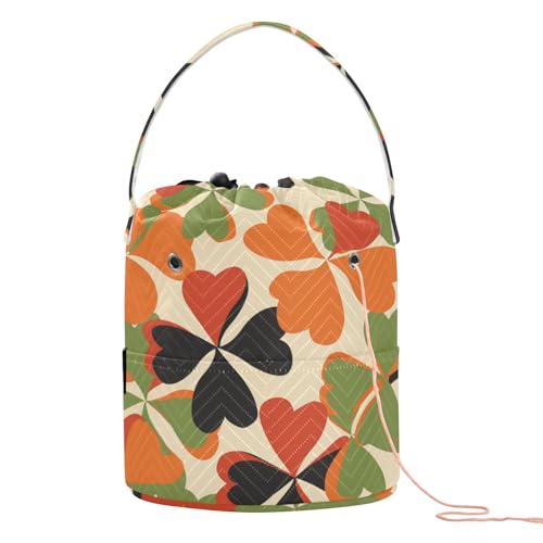 Garnbeutel mit Kleeblatt-Design, Grün / Orange, mit Löchern, für Strickwerkzeuge, Bolsas Para, Hilos de Crochet von SyXIOP
