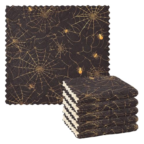 Golden Web Spinnen-Frottee-Handtücher, fusselfrei, Sommerzubehör, Para Mesas, 27,9 x 27,9 cm, 6 Stück von SyXIOP