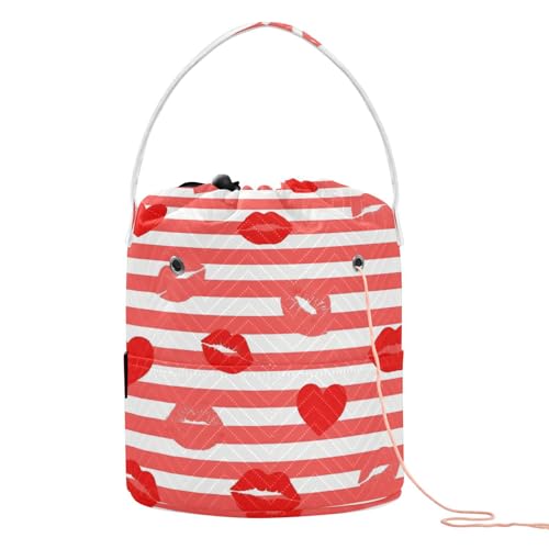 Häkeltasche mit roten Streifen und Löchern, Garn-Organizer-Tasche für Strickset, Zubehör, Para Bolsos Häkeln Häkeltasche mit roten Streifen und Löchern, Garn-Organizer-Tasche für Strickset, Zubehör, Para Bolsos Häkeln von SyXIOP