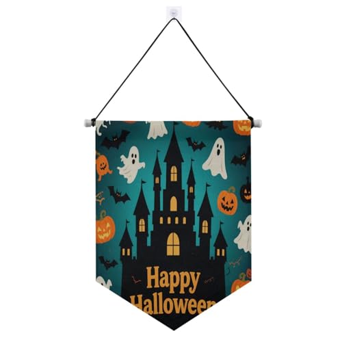 Halloween-Dekoration "Happy Halloween", schwarzes Schloss, hängende Banner mit Teleskopstange, Hof-Banner, Outdoor-Dekoration für Büro, Schule, Klassenzimmer, Schlafsaal, Zuhause, Suministros para Halloween-Dekoration "Happy Halloween", schwarzes Schloss, hängende Banner mit Teleskopstange, Hof-Banner, Outdoor-Dekoration für Büro, Schule, Klassenzimmer, Schlafsaal, Zuhause, Suministros para von SyXIOP
