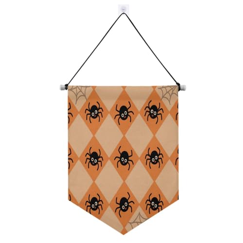 Halloween-Halloween-Dekoration mit schwarzer Spinne zum Aufhängen mit Teleskopstange, Raumbanner zum Aufhängen von Türen, Wänden, Fenstern, Gärten, Hof, Banderitas, Para Fiestas von SyXIOP