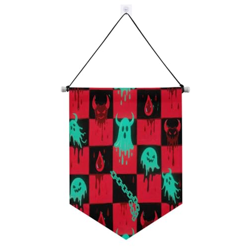 Halloween Kürbis Dekorationen Rot Schwarz Stoff Hängend mit Teleskopstange Wand Banner für Festival und besonderen Tag von SyXIOP