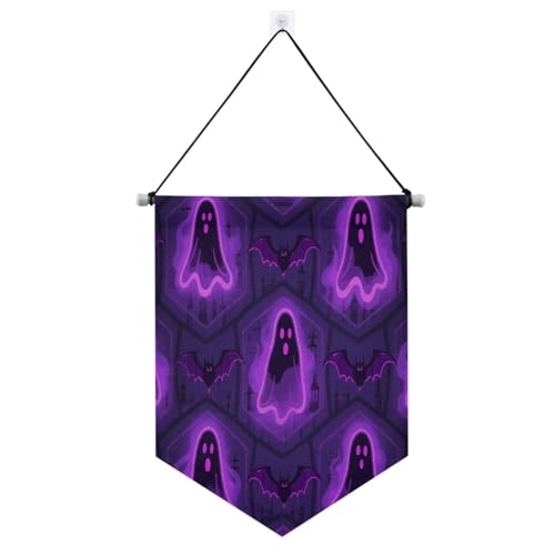 Halloween Mystery Ghosts Fledermäuse Halloween Dekorationen Hängende Stoffbanner mit Teleskopstange Tür Banner hängende Dekorationen für Festival & besondere Tage Banderines Para Fiestas von SyXIOP