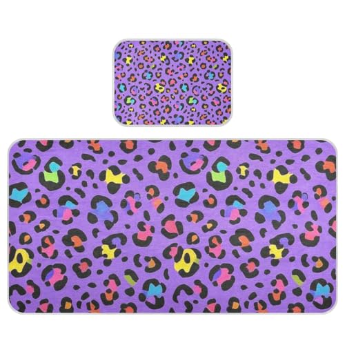 Kühlende Babybett-Matratze, 71,1 x 132,1 cm, atmungsaktiv, Leopardenmuster, Violett von SyXIOP