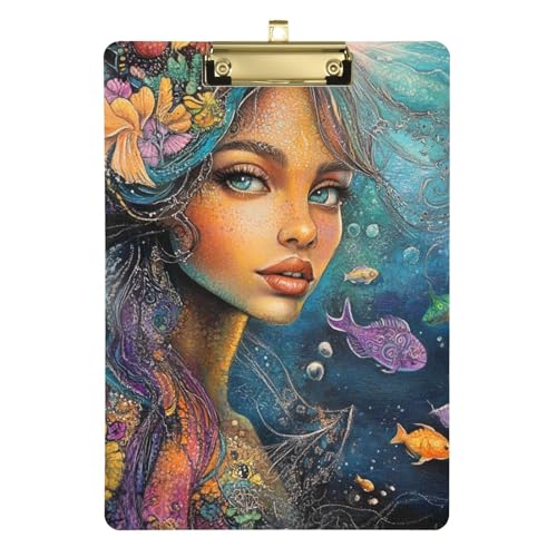 Mysterious and Beautiful Mermaid A4 EKG-Klemmbrett Line-Up Klemmbrett Kunststoff für Lehrer Must Haves für Klassenzimmer Grundschule Größe 22,9 x 30,5 cm von SyXIOP