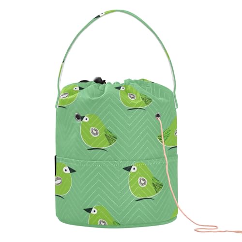 Oliver Jeffers Style Kiwi Jade Vogel-Design, grüne Häkeltasche mit Löchern, Häkelnadeletui für Stricknadeln, Hilo para tejer bolsas von SyXIOP