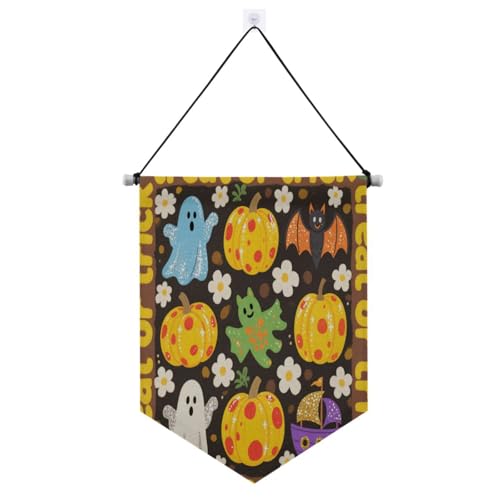 Orangefarbenes Blumenmuster, Halloween-Dekoration, Banner für die Wand mit Teleskopstange, Türbanner für den Außenbereich, Party-Dekorationen für Tür, Wände, Fenster, Gärten, Hof, Banderitas Para von SyXIOP