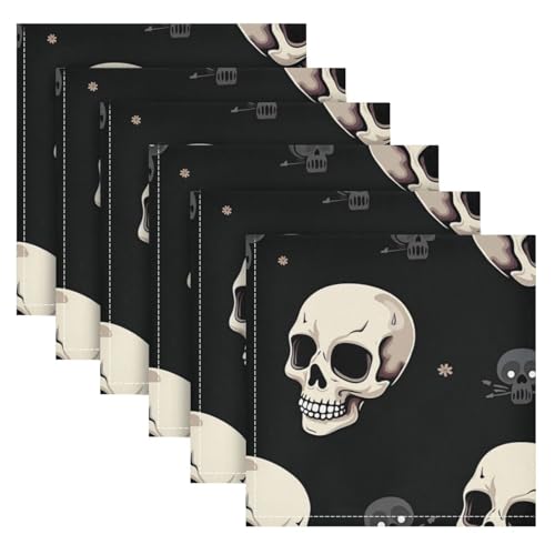 Schwarze Totenköpfe Halloween dekorative Ostern Abendessen Servietten Große Polyester Dinner Servietten Küche Set Servilletas de tela para mesa elegant 50,8 x 50,8 cm Set von 6 Schwarze Totenköpfe Halloween dekorative Ostern Abendessen Servietten Große Polyester Dinner Servietten Küche Set Servilletas de tela para mesa elegant 50,8 x 50,8 cm Set von 6 von SyXIOP