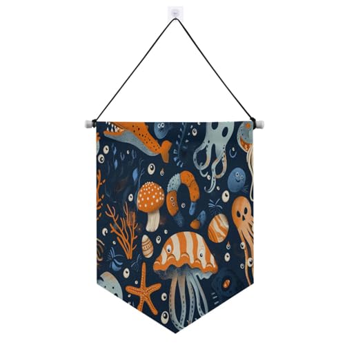 Spaß unter dem Meer Halloween Halloween Dekorationen Banner Aufhänger für Wand mit Teleskopstange Flaggen Banner Wandbehang Party Dekorationen für Festival & besondere Tage Banderines Para Fiestas von SyXIOP