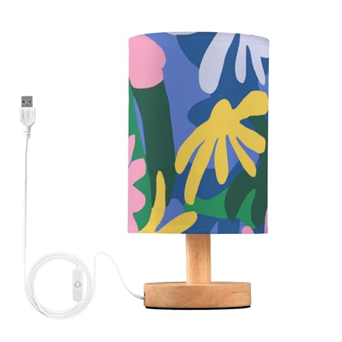 SyXIOP Blumenbeet-Tischlampe in lebendigen Farben für Nachtsicht, Esszimmerlampe für Schreibtisch, Sackleinen, Lamparas Mesa de Noche von SyXIOP