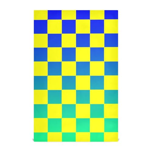 SyXIOP Buffalo Plaid Karo Gelb Blau Grün Farbverlauf Dekoratives Handtuch Country Bright Mikrofaser Geschirrtuch Spüle Trocken Toallas Para la Cocina 71,1 x 45,7 cm Set mit 6 Stück von SyXIOP