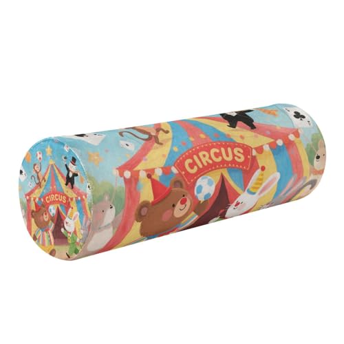 SyXIOP Dekoratives Nackenstützkissen mit Cartoon-Motiv und niedlichem buntem Zirkus, dekoratives rundes Kissen, kleines rundes Kissen, Halswirbelstütze, soporte para el cuello von SyXIOP