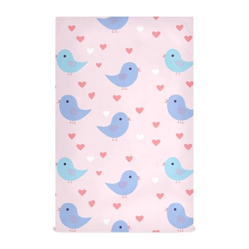SyXIOP Happy Valentine Cartoon Herz Cartoon Vogel dekoratives Handtuch Land neues Zuhause saugfähiges Handtuch Sommer bedruckt Zubehör Para Mesas 71,1 x 45,7 cm Set von 6 Stück von SyXIOP